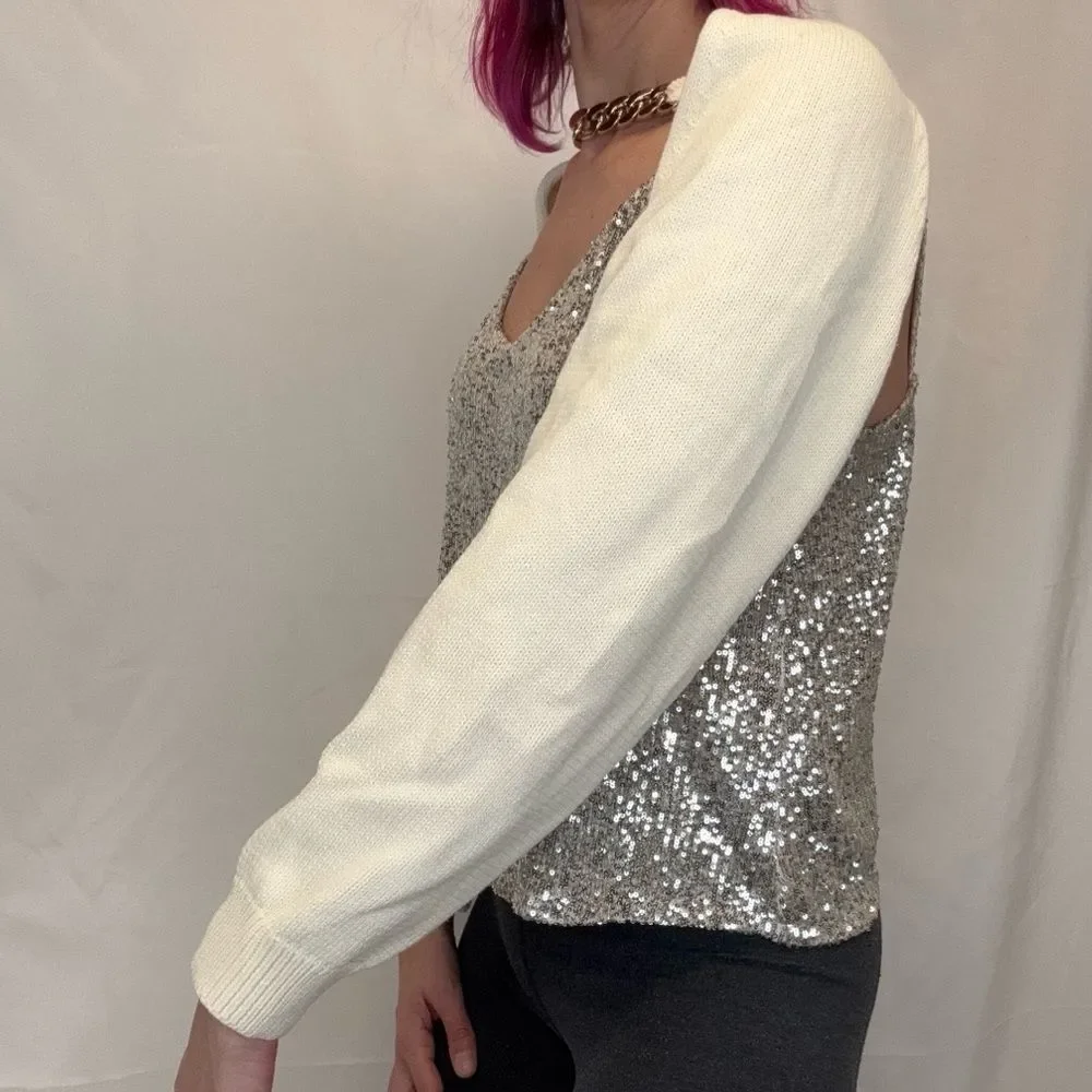 Bubish Women's Ava Bolero Shrug One Size Ivory Knit REVOLVE Chain Neck